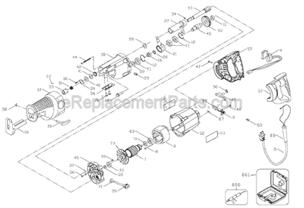 Page A Diagram and Parts List for 9748  Porter Cable Reciprocating Saw